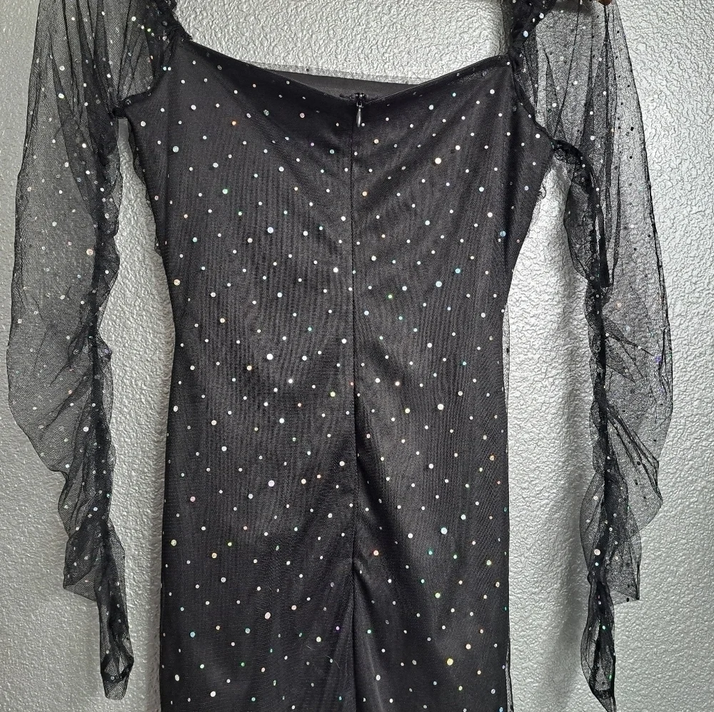 Double Crazy Black Sequin Dress     Size S
